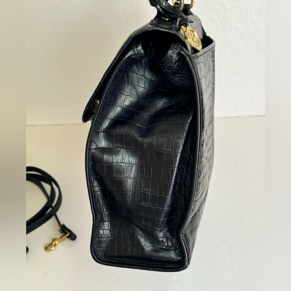 BRAHMIN Vintage Black Leather Shoulder /Hand Bag Satchel - Picture 11 of 12